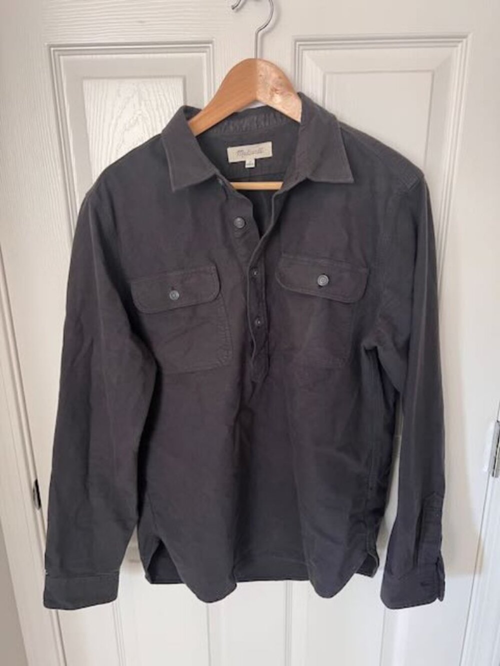 Madewell Moleskin Long-Sleeve Pullover Workshirt - Men's Medium in Black Coal